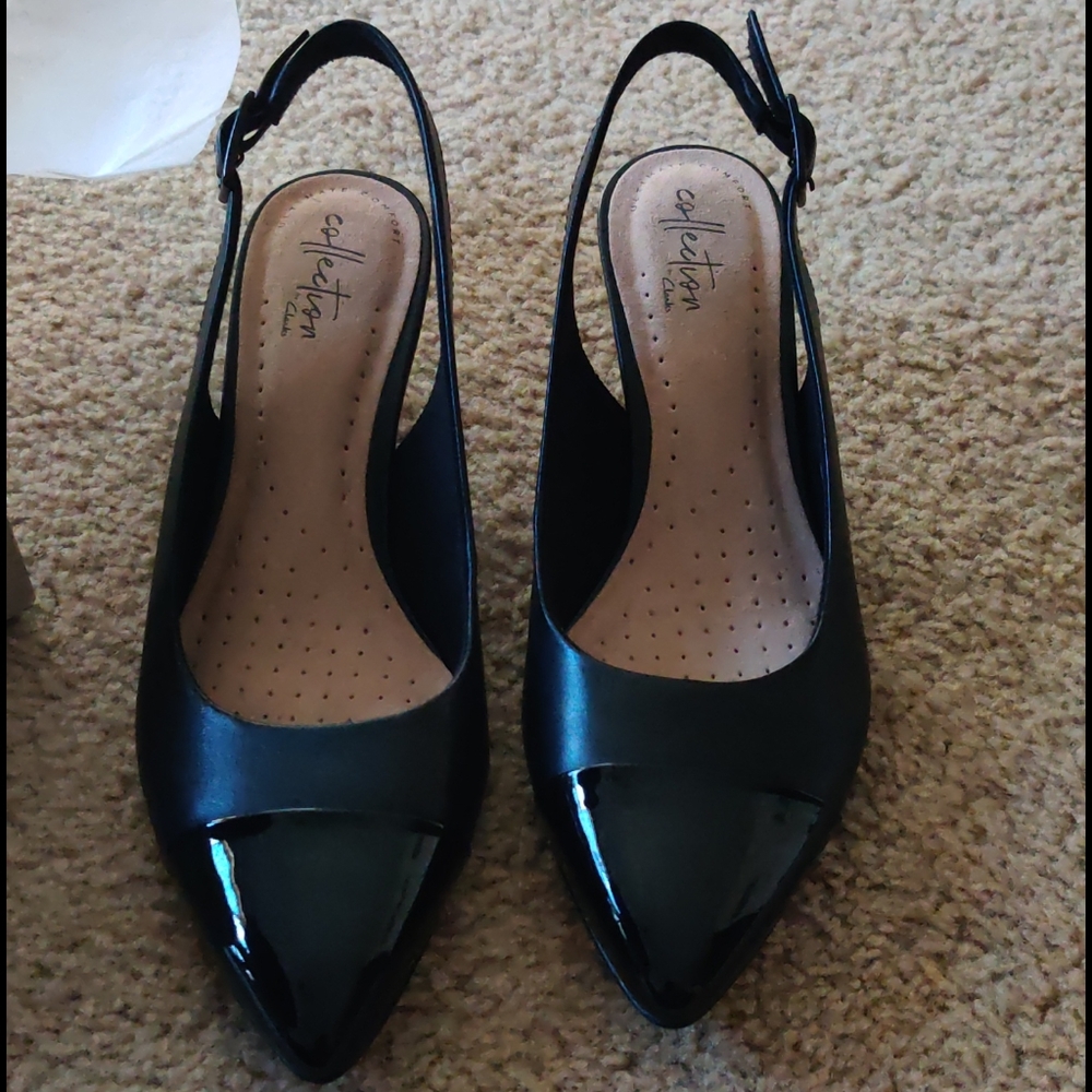 Clark's black kitten heels (linvale Emmy)